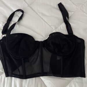 Oh Polly Black Balconette Bra with Underwire Support
